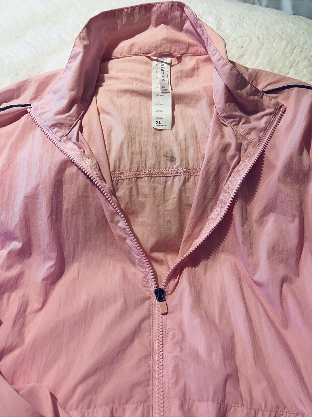 Fabletics windbreaker Jacket Pink size XL Like New zip front 2 Side pockets
